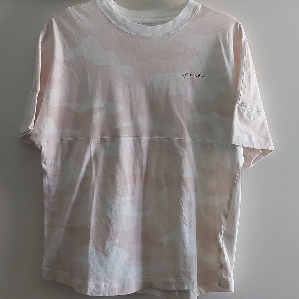Victoria's Secret Pink/white campus T-shirt XS Rare